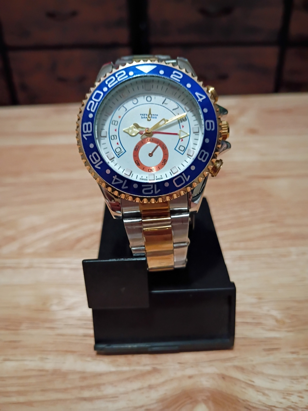 Two-Tone Blue Bezel Men’s Stainless Steel Watch